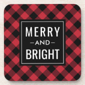 Merry and Bright Modern Red Buffalo Play Holiday Bier Onderzetter (Voorkant)