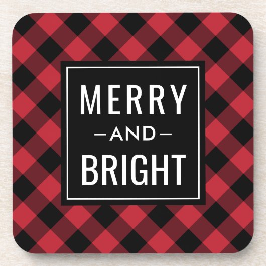 Merry and Bright Modern Red Buffalo Play Holiday Bier Onderzetter (Voorkant)