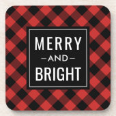 Merry and Bright Modern Red Buffalo Play Holiday Bier Onderzetter (Voorkant)