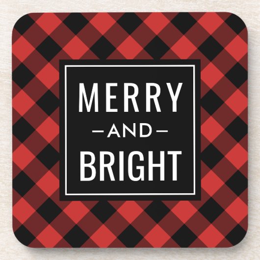 Merry and Bright Modern Red Buffalo Play Holiday Bier Onderzetter (Voorkant)