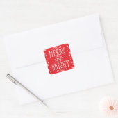 Merry and Bright Modern Red Holiday Vierkante Sticker (Envelop)