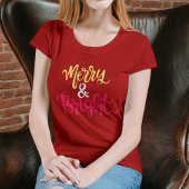 Merry and Bright Modern Rode Dames Kerst T-Shirt