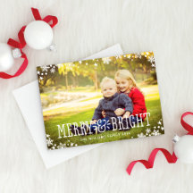 Merry and Bright Modern White Overlay Photo