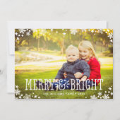 Merry and Bright Modern White Overlay Photo Feestdagenkaart (Voorkant)