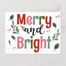 Merry and Bright Moderne, minimale houtskar Briefkaart