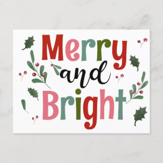 Merry and Bright Moderne, minimale houtskar Briefkaart