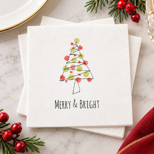 Merry and Bright Moderne Whimsicalische Kerstboom Servet