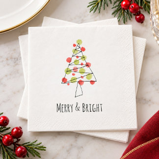 Merry and Bright Moderne Whimsicalische Kerstboom Servet