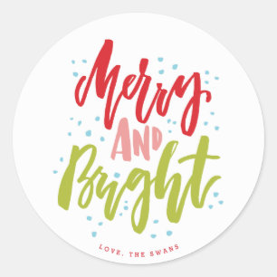 Merry and Bright Multi-Color Holiday Sticker
