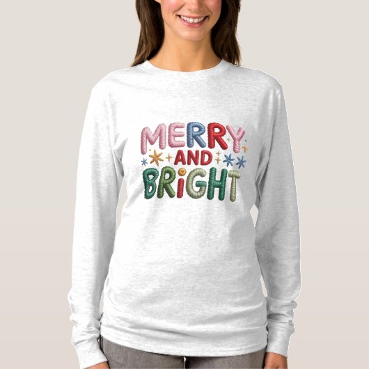 Merry and Bright Nepgenaaid Dames T-shirt (Voorkant)