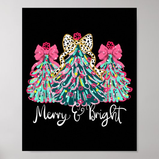 Merry And Bright Nk Christmas Tree Xmas Holiday Wo Poster (Voorkant)