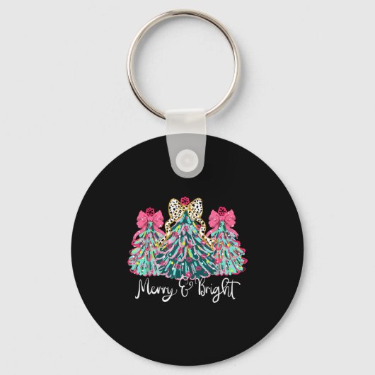 Merry And Bright Nk Christmas Tree Xmas Holiday Wo Sleutelhanger (Voorkant)