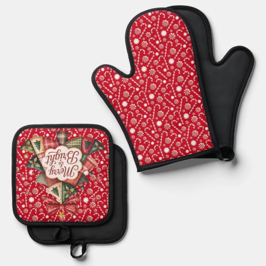 Merry And Bright  Ovenwant & Pannenlap Set (Voorkant / Achterkant)