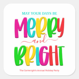 Merry and Bright Party Kerst sticker