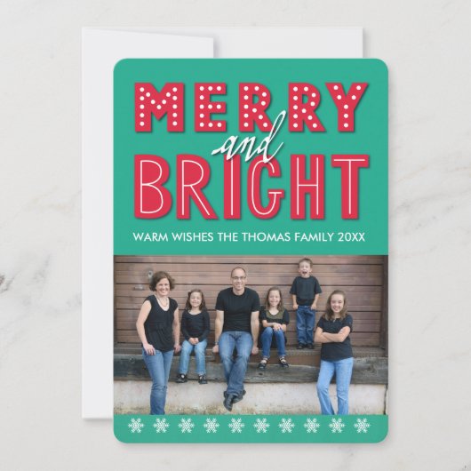Merry and Bright Photo Card Feestdagenkaart (Voorkant)
