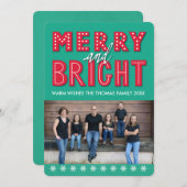 Merry and Bright Photo Card Feestdagenkaart (Voorkant / Achterkant)