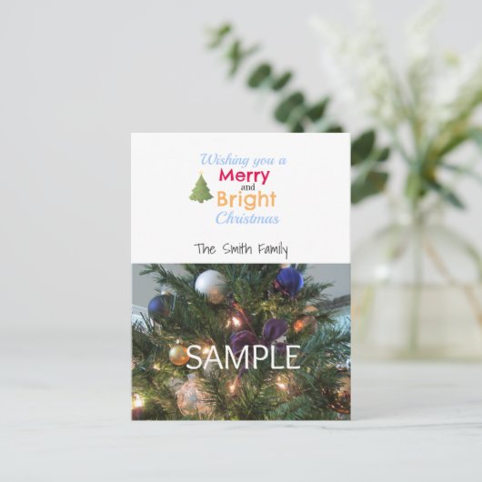 Merry and Bright Photo Card Feestdagenkaart (Staand voorkant)