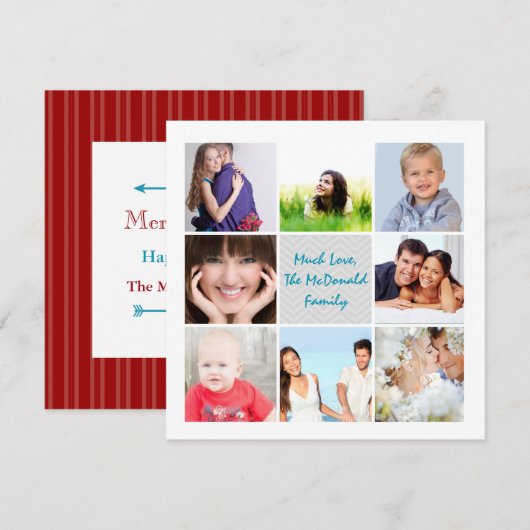 Merry and Bright Photo Collage Holiday Cards Feestdagenkaart (Voorkant / Achterkant)