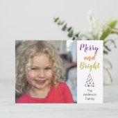 Merry and Bright Photo Feestdagenkaart (Staand voorkant)