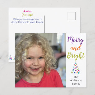 Merry and Bright Photo Feestdagenkaart