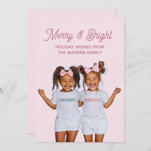 Merry And Bright Photo  Feestdagenkaart (Voorkant / Achterkant)