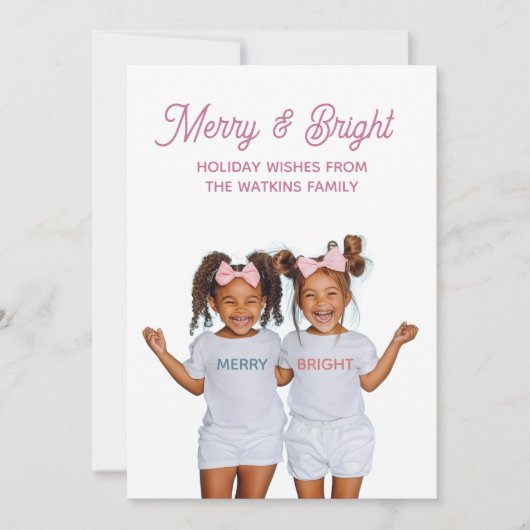 Merry And Bright Photo Feestdagenkaart (Voorkant)