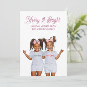 Merry And Bright Photo Feestdagenkaart (Staand voorkant)