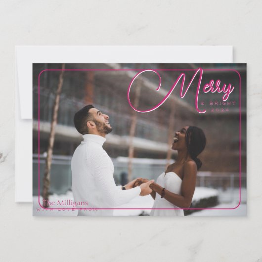 Merry and Bright Photo Feestdagenkaart (Voorkant)