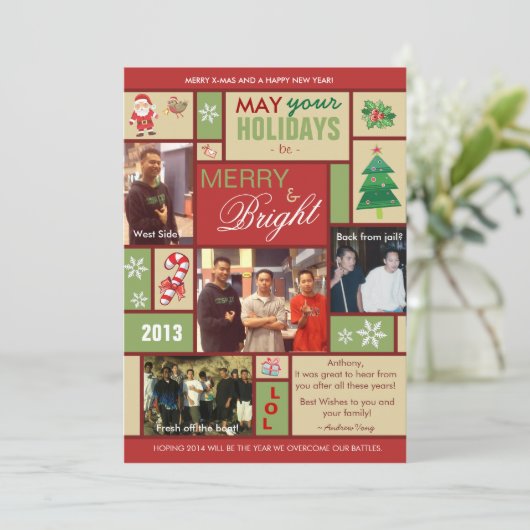 Merry and Bright Photo Holiday Cards Feestdagenkaart (Staand voorkant)