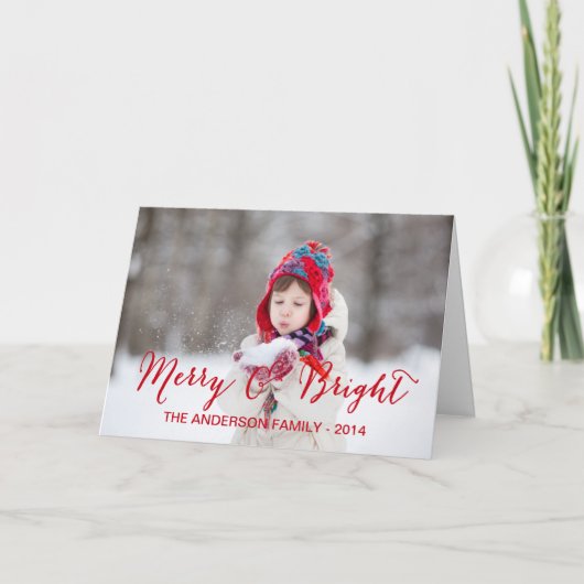 Merry and Bright Photo Holiday Greeting Card Feestdagen Kaart (Voorkant)