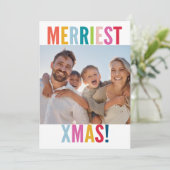 MERRY and BRIGHT PHOTO modern family colorful Feestdagenkaart (Staand voorkant)