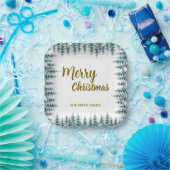 Merry and Bright pine tree forest Christmas Papieren Bordje (Feest)