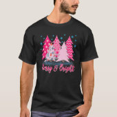 Merry and Bright Pink Christmas Tree Pink Christma T-shirt (Voorkant)