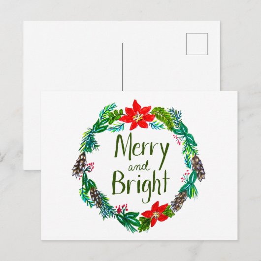Merry and Bright Postcard Briefkaart (Voorkant / Achterkant)