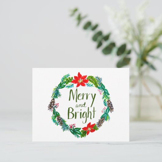 Merry and Bright Postcard Briefkaart (Staand voorkant)