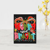 Merry And Bright Preppy Coquette Bow Christmas Wom Kaart (Gele Bloem)