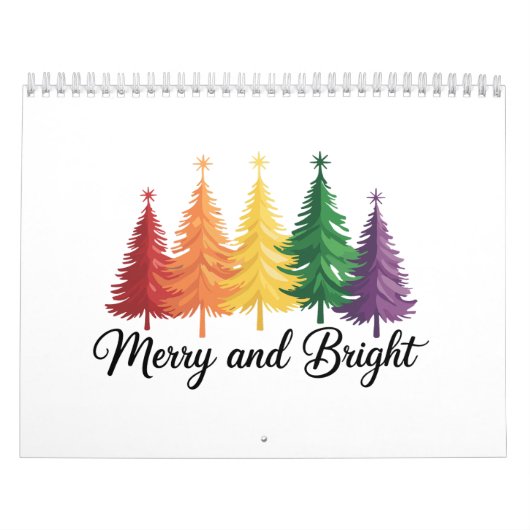 Merry And Bright Rainbow Christmas Tree Gay LGBTQ  Kalender (Hoes)