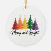 Merry And Bright Rainbow Christmas Tree Gay LGBTQ  Keramisch Ornament (Voorkant)