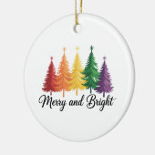 Merry And Bright Rainbow Christmas Tree Gay LGBTQ  Keramisch Ornament (Links)