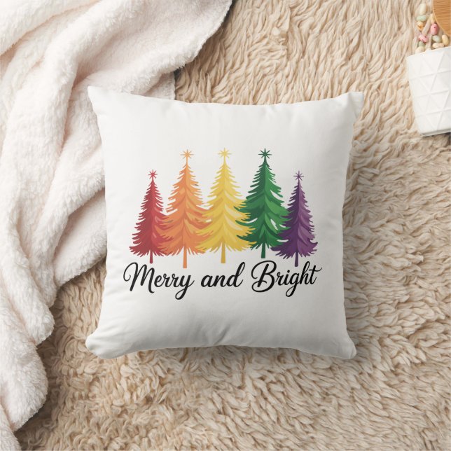 Merry And Bright Rainbow Christmas Tree Gay LGBTQ  Kussen (Deken)
