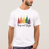 Merry And Bright Rainbow Christmas Tree Gay LGBTQ  T-shirt (Voorkant)