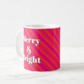 Merry and Bright Red and Pink Candy Stripe Custom Koffiemok (Voorkant links)