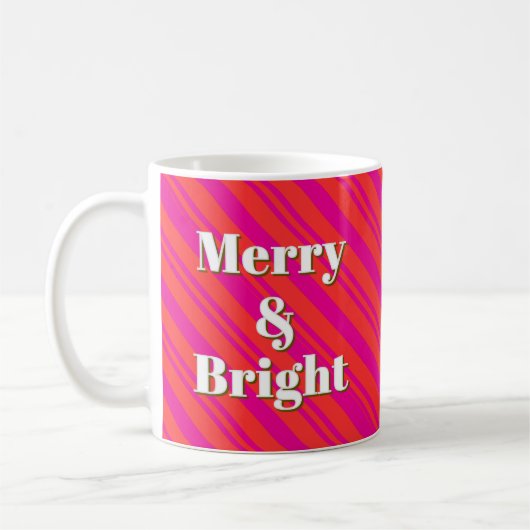 Merry and Bright Red and Pink Candy Stripe Custom Koffiemok (Links)