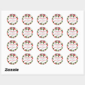 Merry and Bright Red KerstGreenery Wreath Ronde Sticker (Vel)