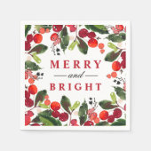 Merry and Bright Red KerstGreenery Wreath Servetten (Voorkant)