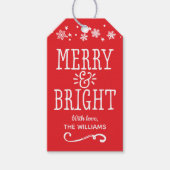 Merry and Bright Red Personalized Holiday Cadeaulabel (Voorkant)