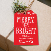 Merry and Bright Red Personalized Holiday Cadeaulabel