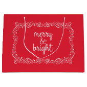 Merry and Bright Red Swirl Ribbon Gift Bag Groot Cadeauzakje (Voorkant)