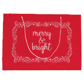 Merry and Bright Red Swirl Ribbon Gift Bag Groot Cadeauzakje (Achterkant)