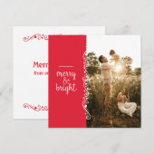Merry and Bright Red Swirl Square-fotokaart Bedankkaart (Voorkant / Achterkant)